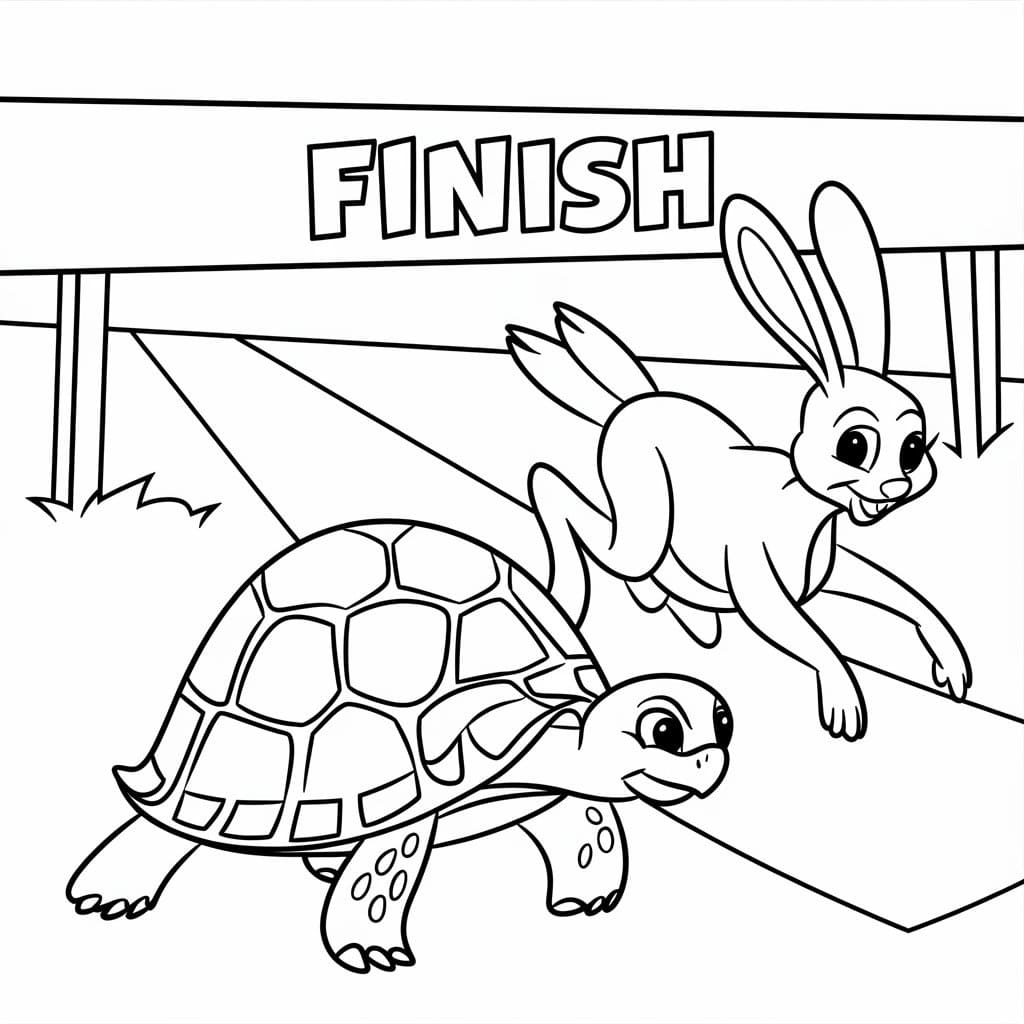 Desenho de Foto de a Lebre e a Tartaruga para Colorir