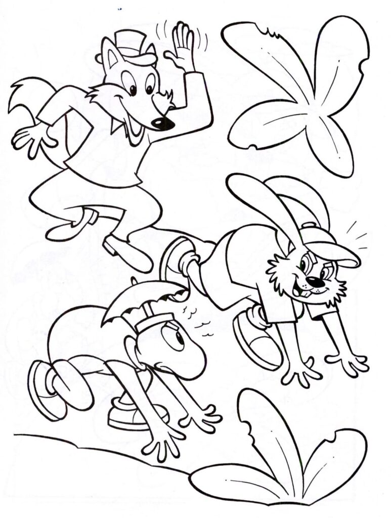 Desenho de Imprimivel a Lebre e a Tartaruga para Colorir em Pdf
