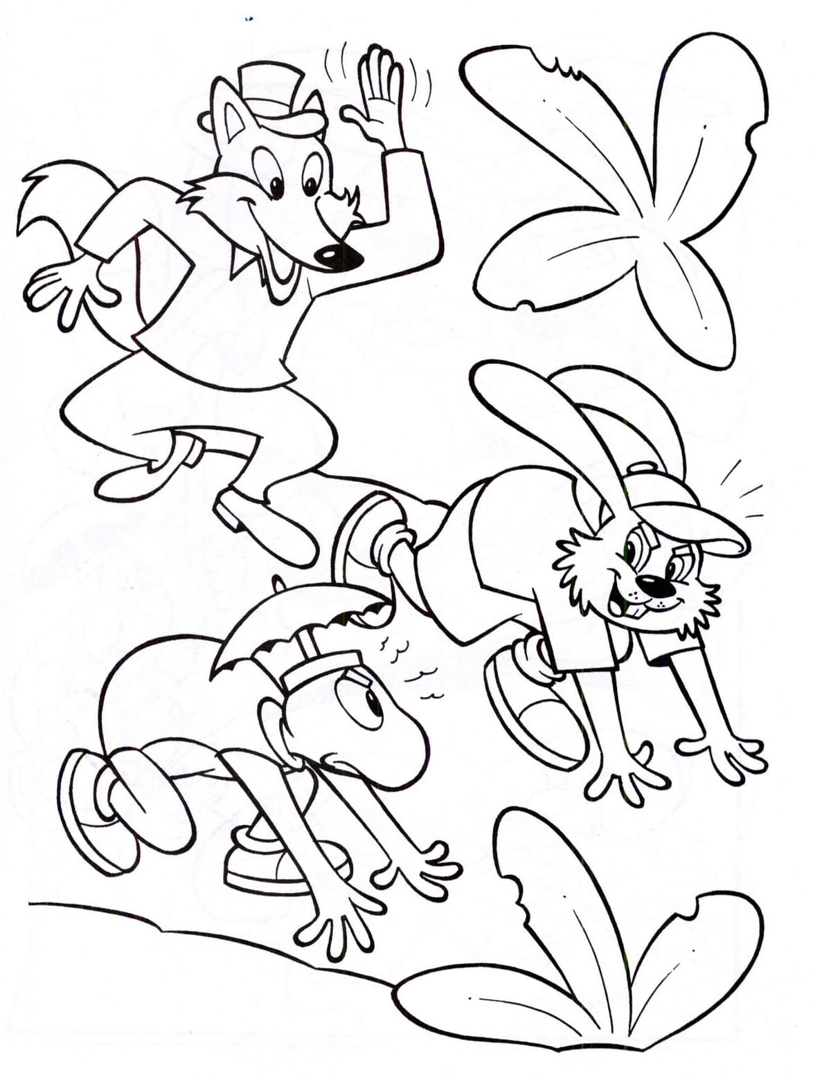 Desenho de Imprimivel a Lebre e a Tartaruga para Colorir em Pdf
