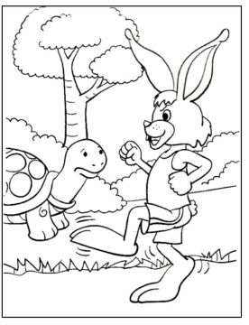 Desenho De Lebre e A Tartaruga Para Colorir