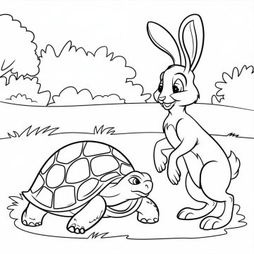 Desenho Imprimível Da Lebre e A Tartaruga Para Colorir