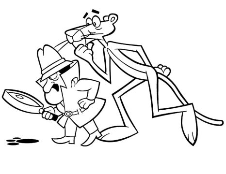 Desenho Da Pantera Cor De Rosa Com O Detetive Investigando Pagada Para Colorir
