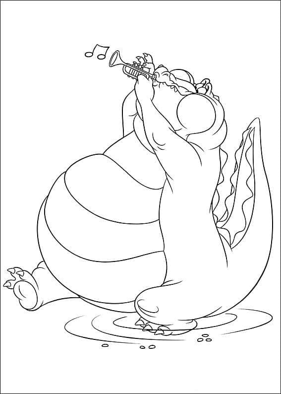 Desenho de Louis Tocando Trompete de a Princesa e o Sapo para Colorir