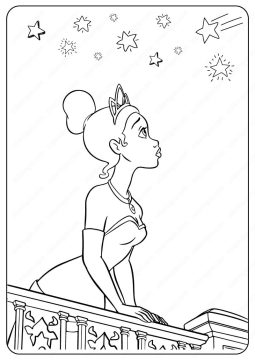 Desenho Linda Princesa Tiana Olhando Para O céu De Estrelas Para Colorir