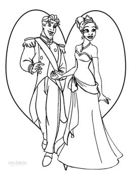 Desenho Princesa Tiana e príncipe Para Colorir