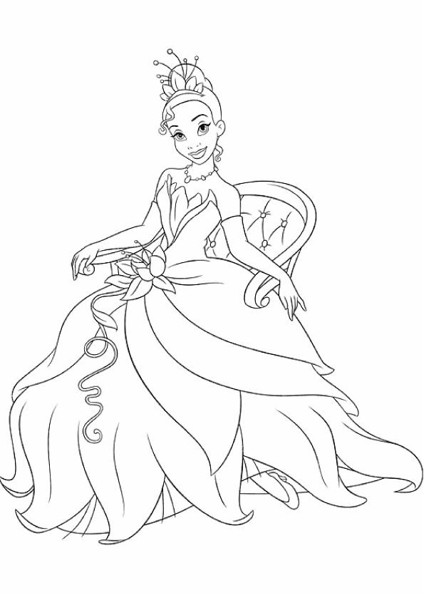 Desenhos de Princesa e o Sapo para Colorir