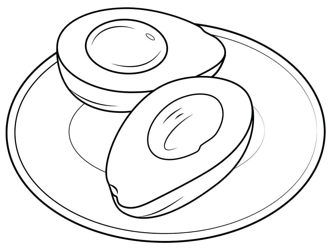 Desenho de Abacate no Prato para Colorir