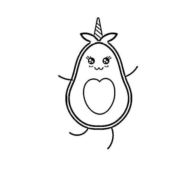 Desenho de Kawaii Abacate para Colorir