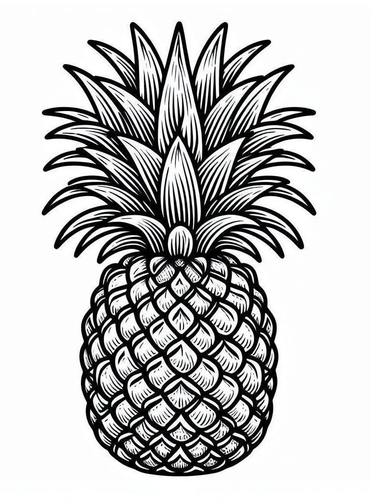 Desenho de Abacaxi Realista para Colorir