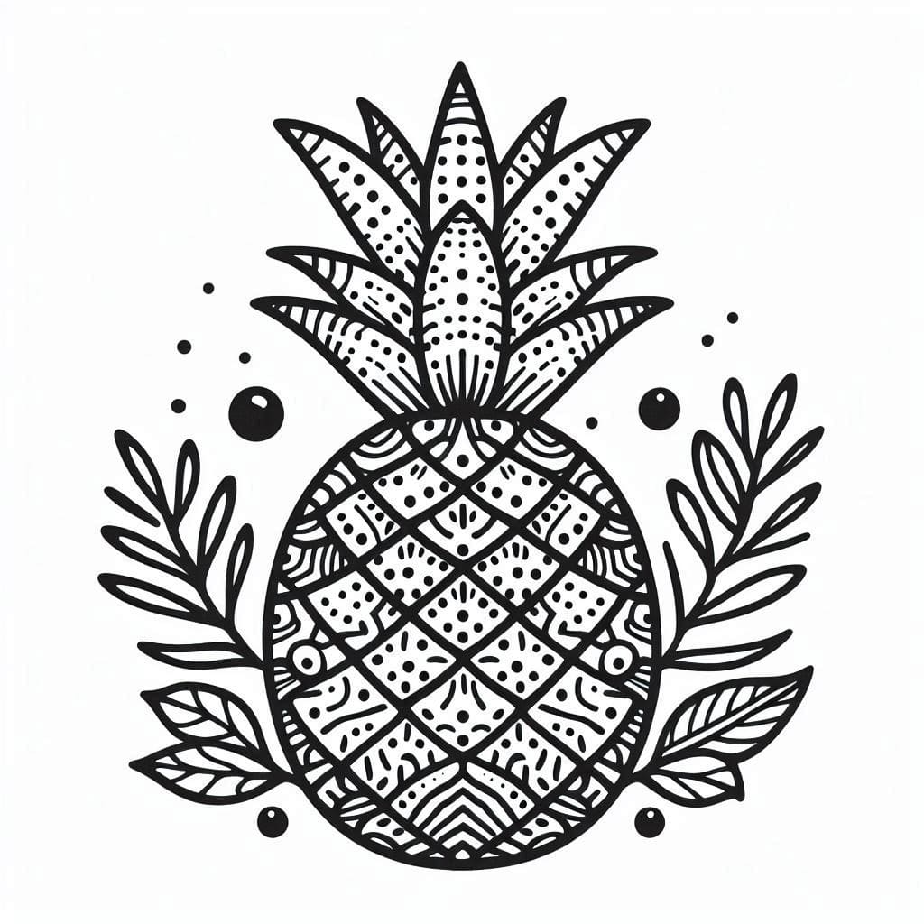 Desenho de Belo Abacaxi Realista para Colorir