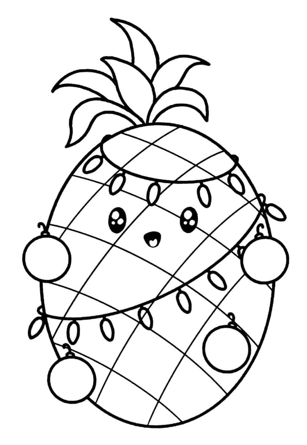 Desenho de um Abacaxi Muito Fofo para Colorir