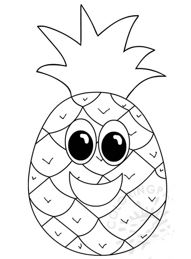 Desenho Abacaxi de Desenho Animado para Colorir