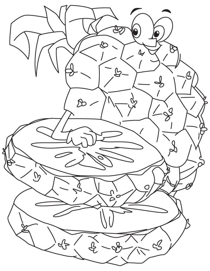 Desenho Fatias de Abacaxi Kawaii para Colorir