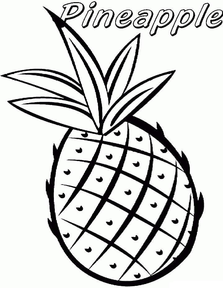 Desenho Fruta Abacaxi com Nome em Inglês