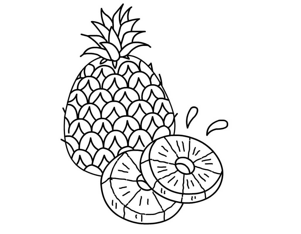 Desenho Fruta Abacaxi Cortado em Duas Fatias para Colorir Grátis