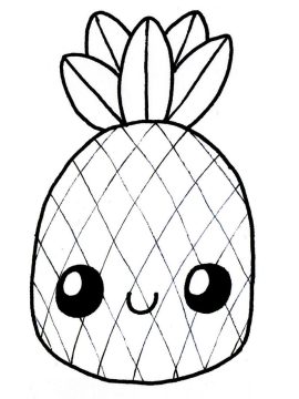 Desenho Kawaii De Abacaxi Muito Fofo Para Colorir