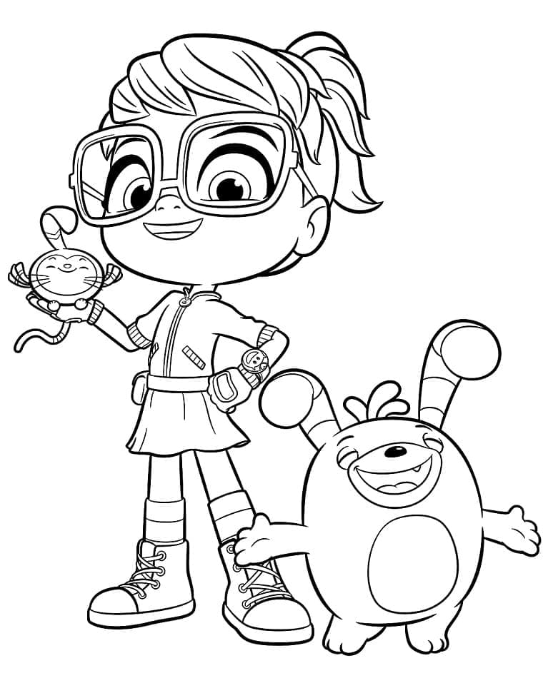 Desenho de Abby Hatcher e Bozzly para Colorir