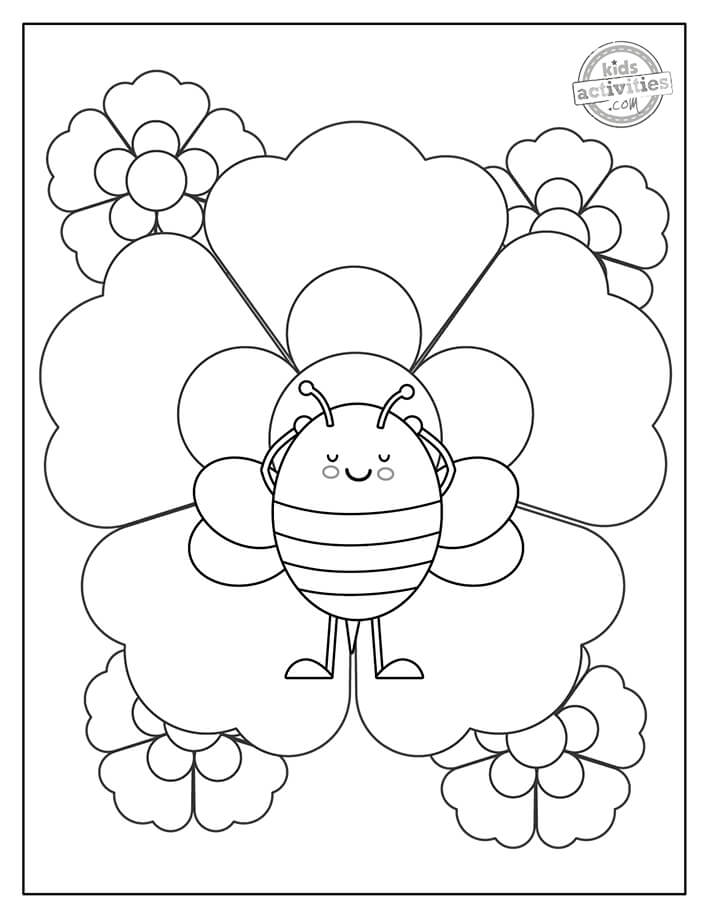 Desenho de Abelha Dormindo em Cima de uma Flor para Colorir