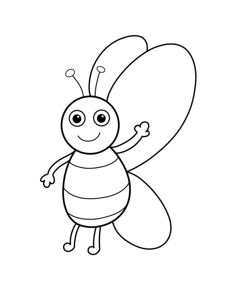 Desenho de Abelha Fácil de Pintar com Lapiz de Cor