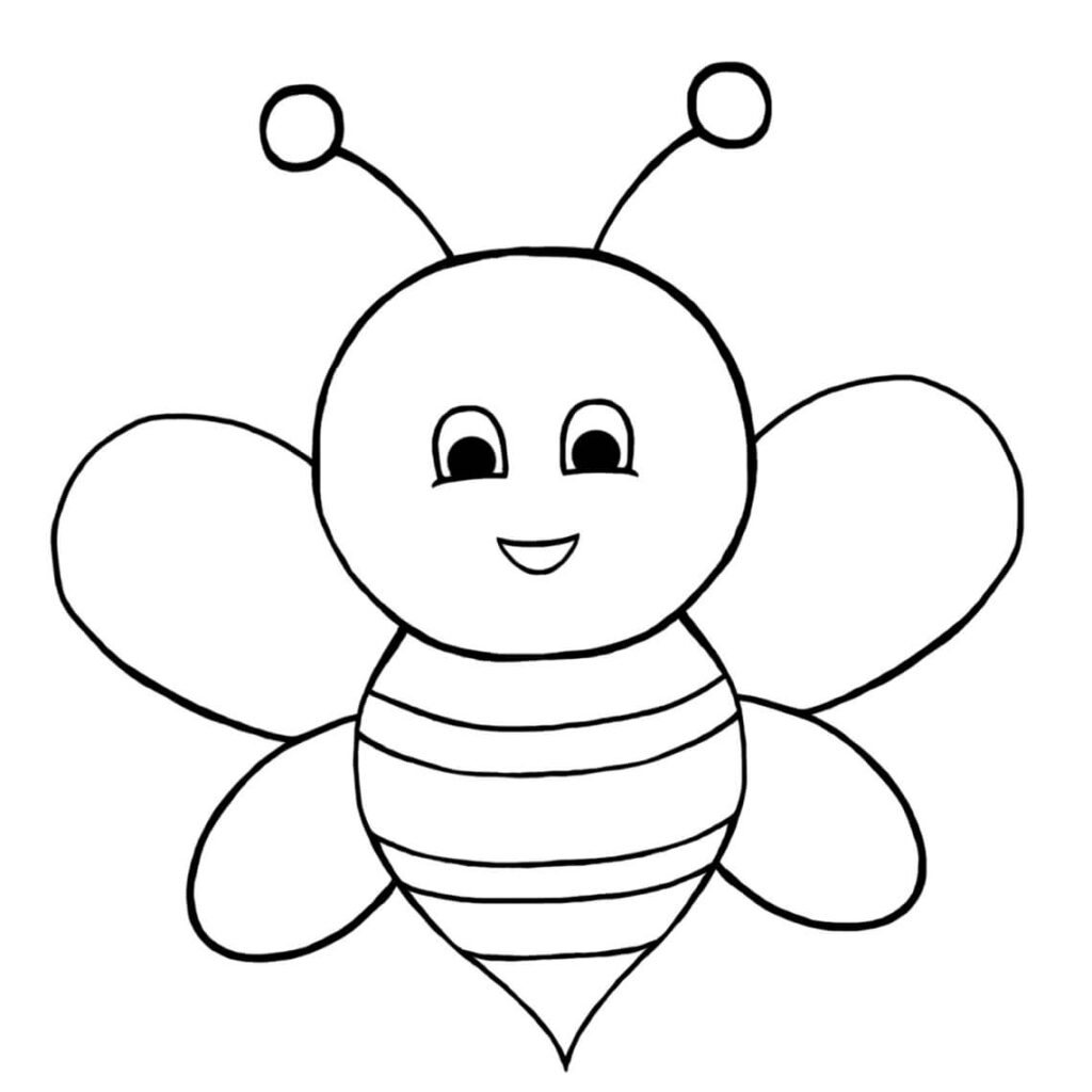 Desenho Imprimivel de Abelha Fácil de Colorir com Giz de Cera