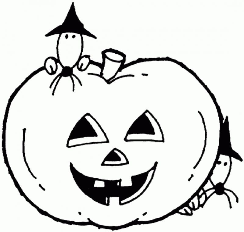 Desenho Abóbora de Halloween com Giz de Cera para Colorir e Imprimir