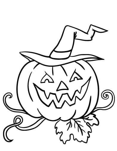 Desenho de Abóbora de Halloween Bruxinha para Colorir e Pdf