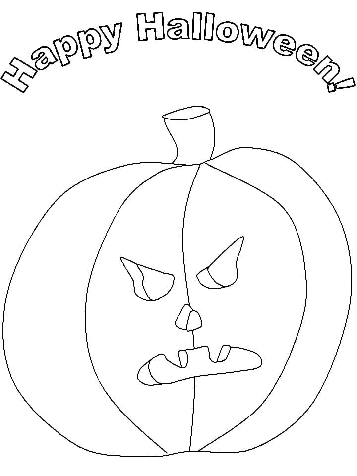 Desenho de Abóbora de Halloween com Raiva para Colorir
