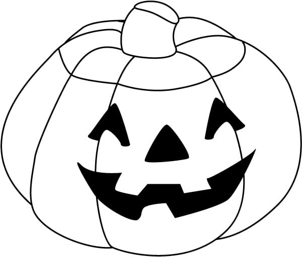 Desenho de Abóbora de Halloween com Rosto Feliz para Colorir e Baixar
