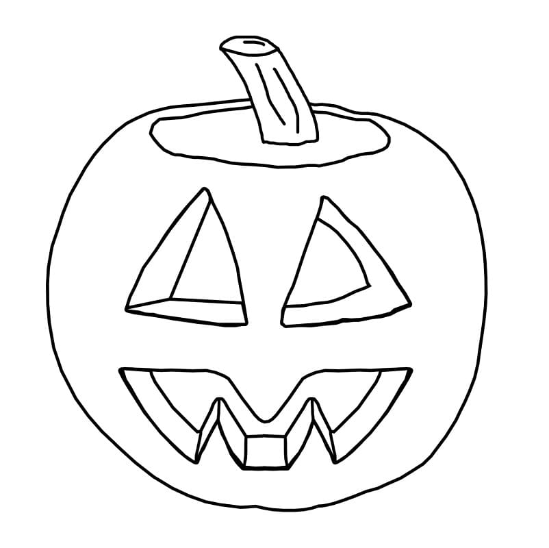 Desenho de Abóbora de Halloween Estilo Cartoon para Colorir e Pintar