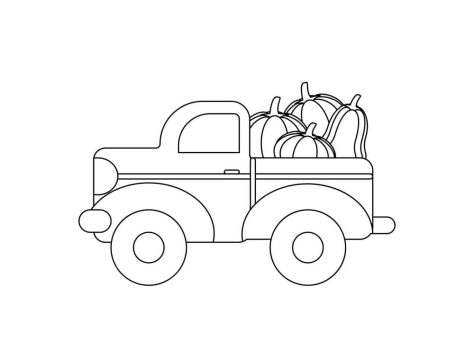 Desenho De caminhão De abóboras Para Colorir
