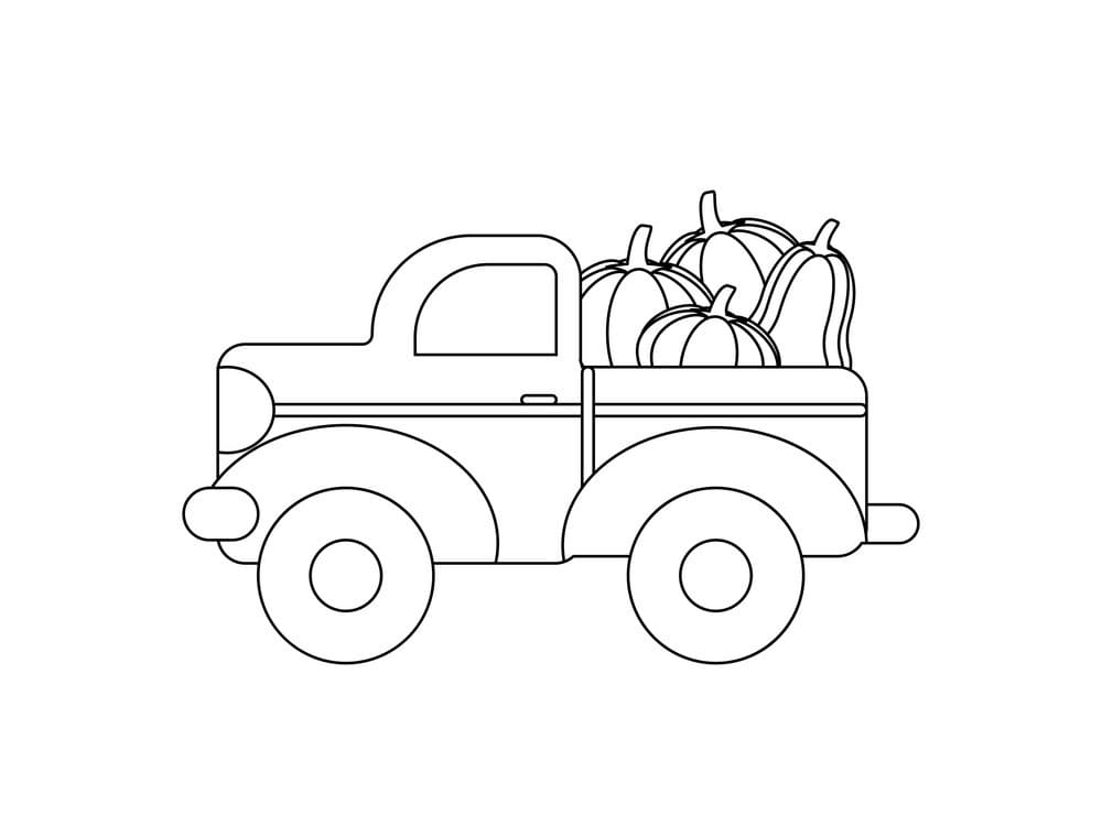 Desenho de Caminhão de Abóboras para Colorir