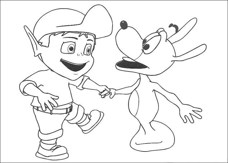 Desenho Adiboo e Cachorro para Colorir
