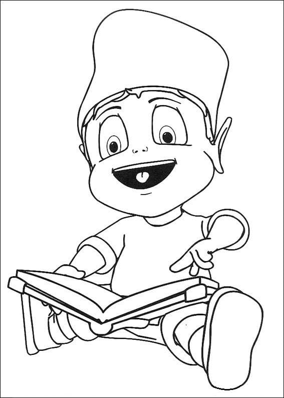 Desenho Adiboo Lendo Livro para Colorir