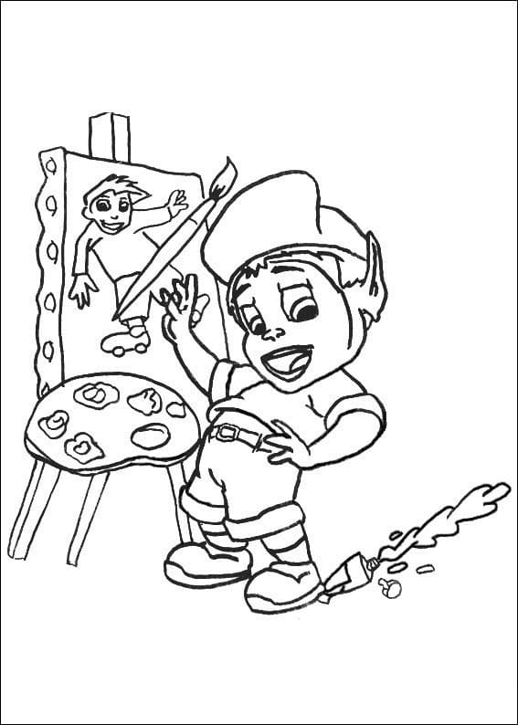 Desenho Adibou Pintando Quadro para Colorir