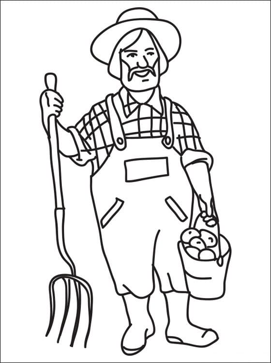 Desenho de Agricultor na Roçá para Colorir e Baixar Grátis