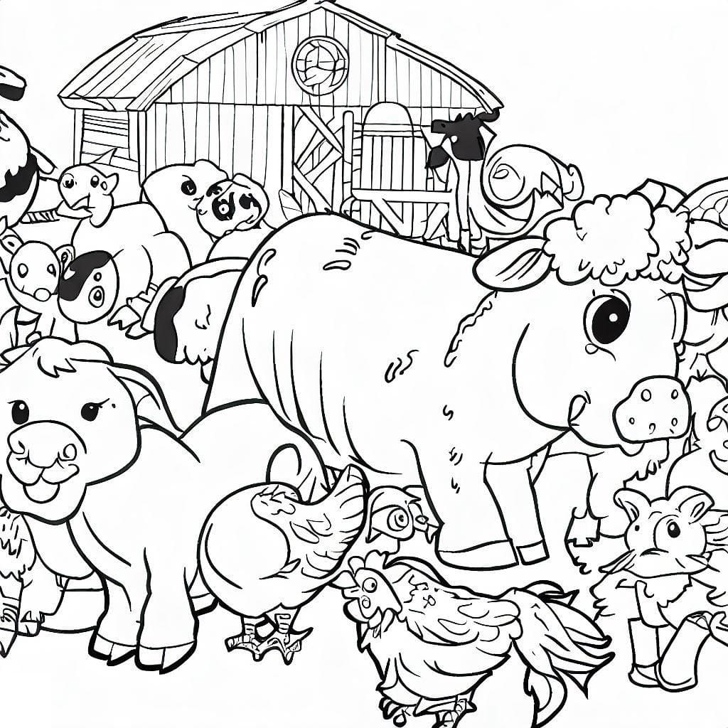 Desenho de Animais da Fazenda São Fofos para Colorir