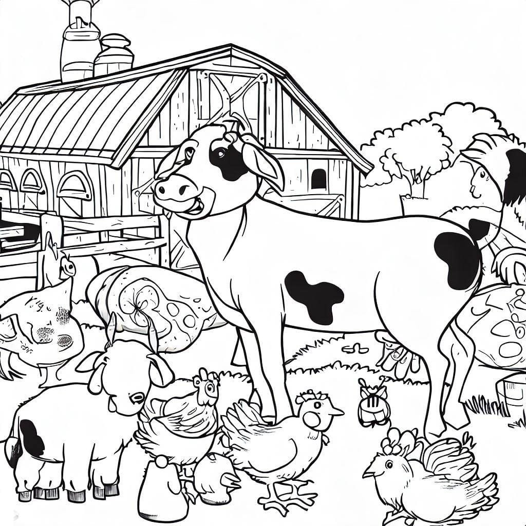Desenho de Animais de Fazenda dos Desenhos Animados para Colorir