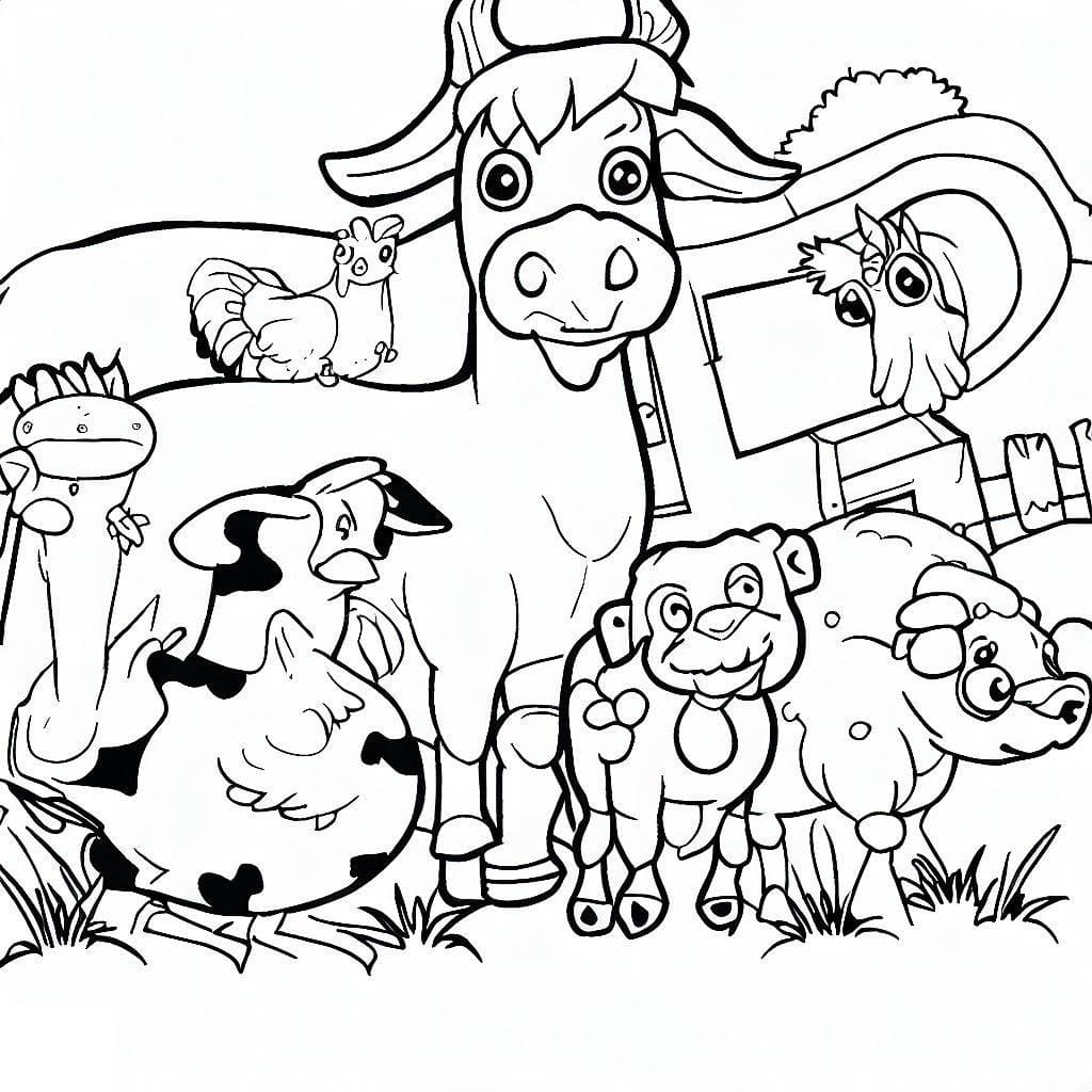 Desenho de Animais de Fazenda Engracados para Colorir