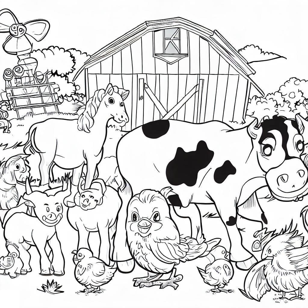 Desenho de Animais de Fazenda Grátis para Colorir