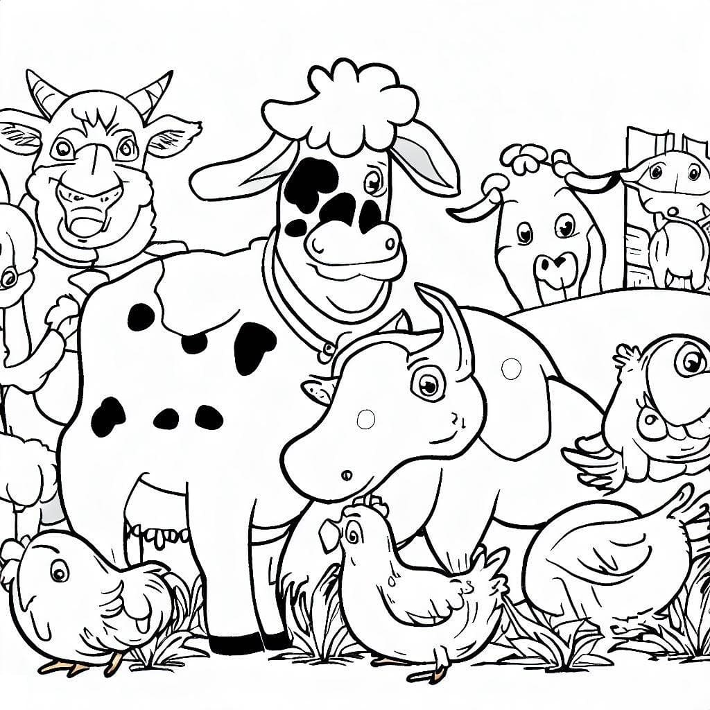 Desenho de Animais de Fazenda Grátis para Crianças para Colorir