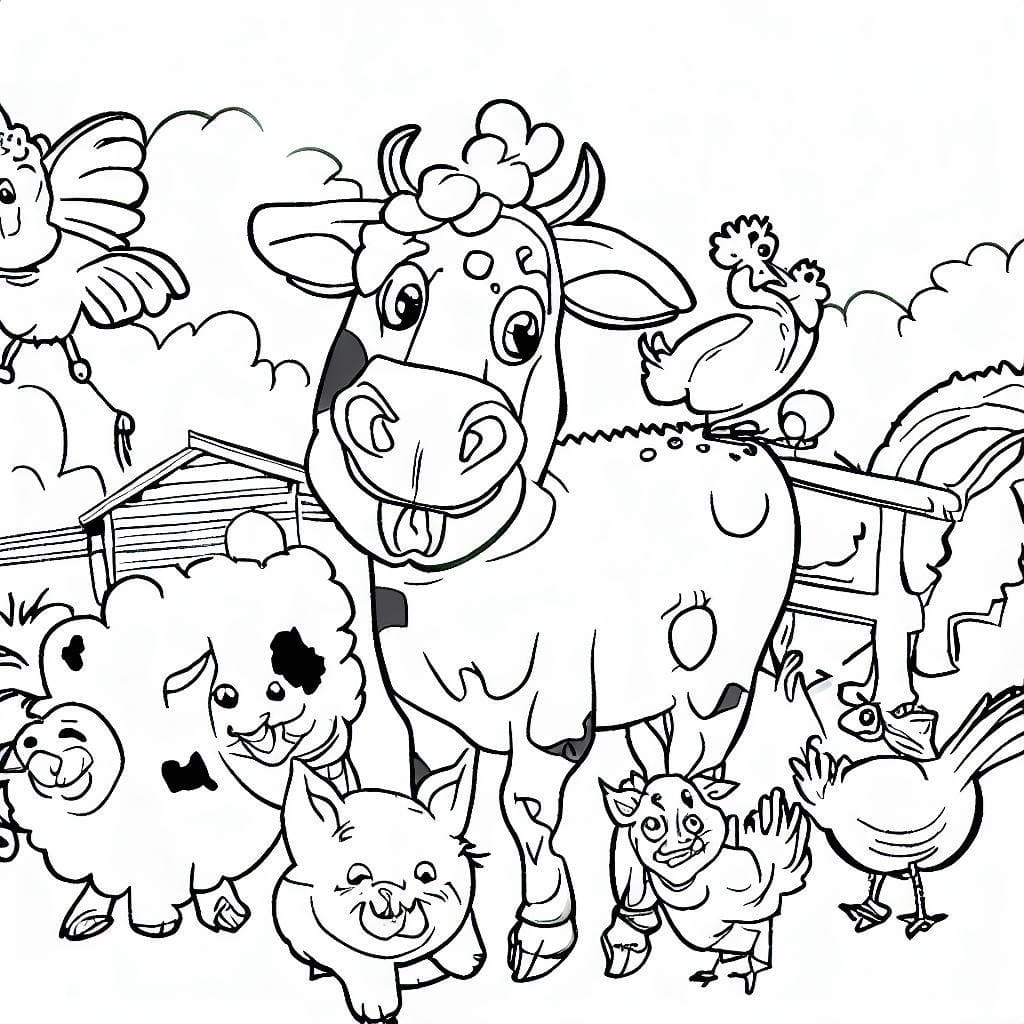 Desenho de Animais de Fazenda Muito Engracados para Colorir