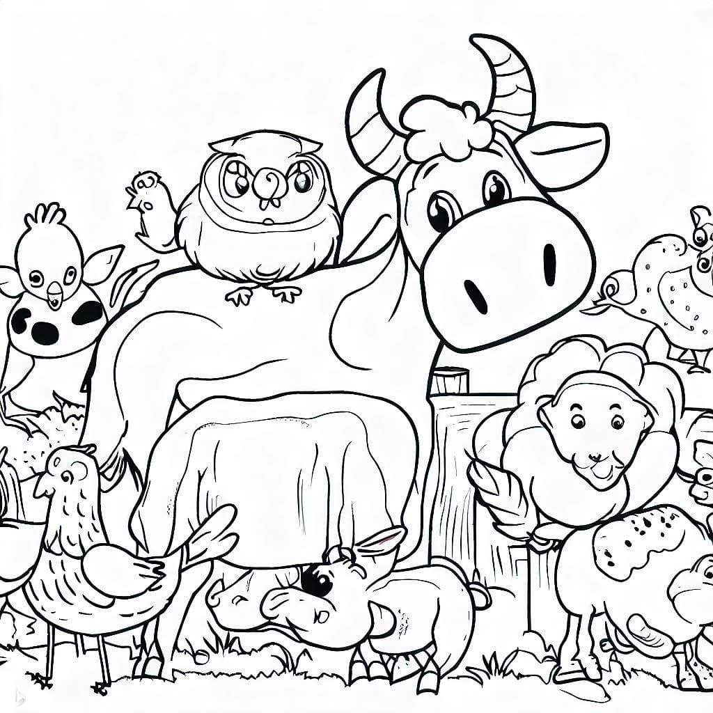 Desenho de Animais de Fazenda Muito Fofos para Colorir