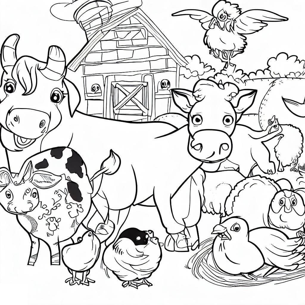 Desenho de Animais de Fazenda para Crianças para Colorir