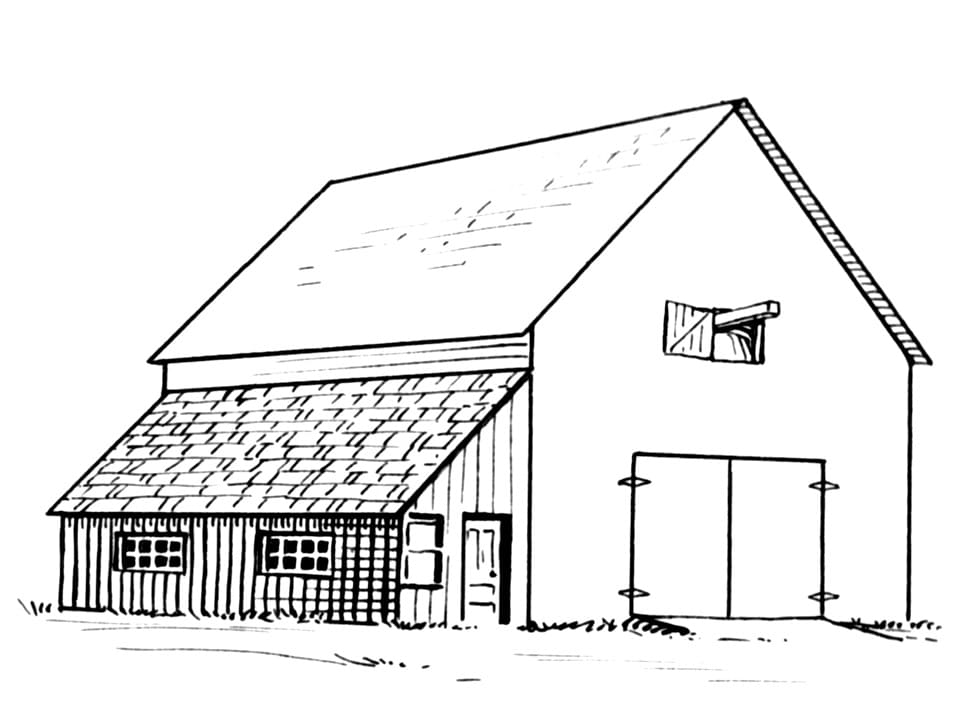 Desenho de Celeiro Antigo para Colorir com Lápis de Cor