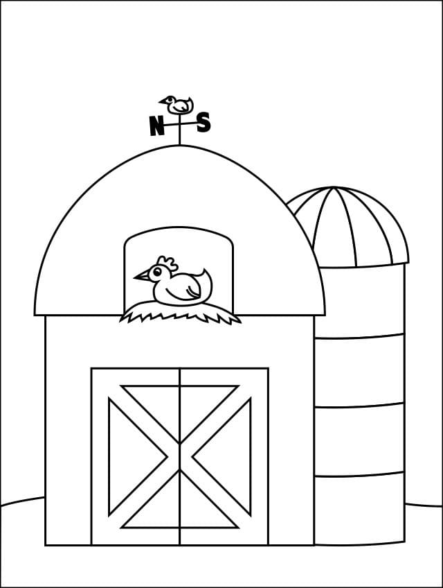 Desenho de Celeiro Básico para Colorir Grátis