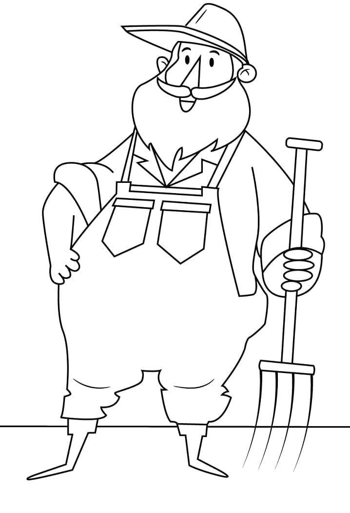Desenho de Fazendeiro Sorridente para Colorir