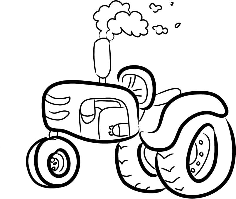 Desenho de Trator Engraçado para Colorir