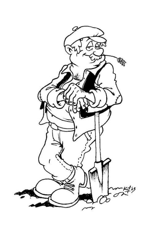 Desenho de um Fazendeiro Engraçado para Colorir