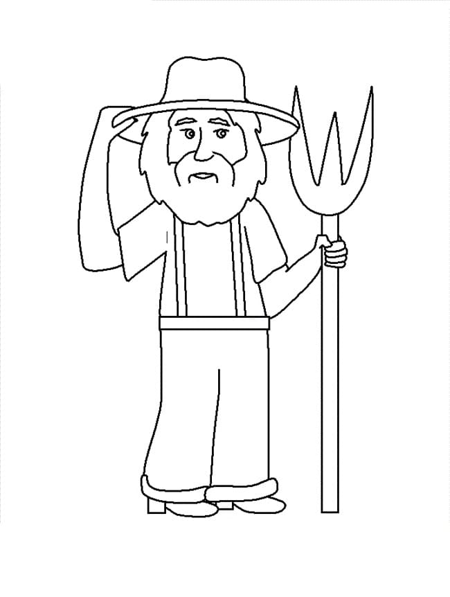 Desenho de um Velho Fazendeiro para Colorir