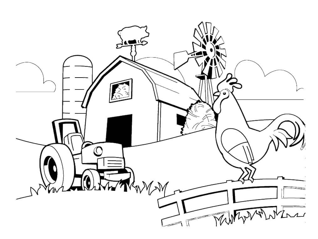 Desenho Fazenda Produtiva para Colorir em Pdf